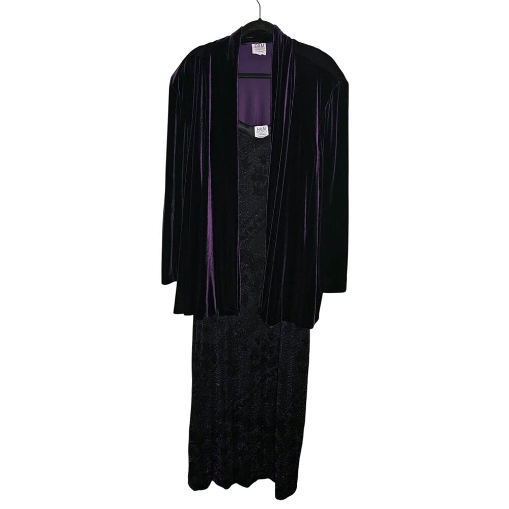 R&M Richards by Karen Kwong Dress & Jacket Set Size 30W Purple Glitter & Velvet